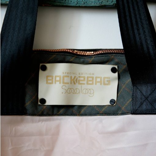 Ms. Extravagant bigsize rose, green-goldline, butter color handbag
