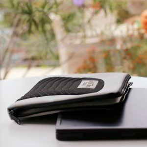   RoadstAir Pro vegan leather, upholstery fabric latop holder - off white, black - L size